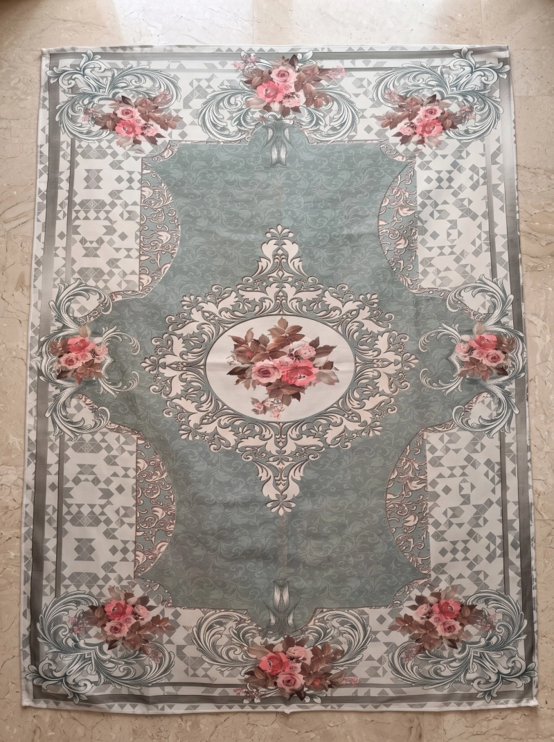 رومیزی 6 نفره ابعاد 155 در 200 طرح چاپی برند رضوانی کد 3010